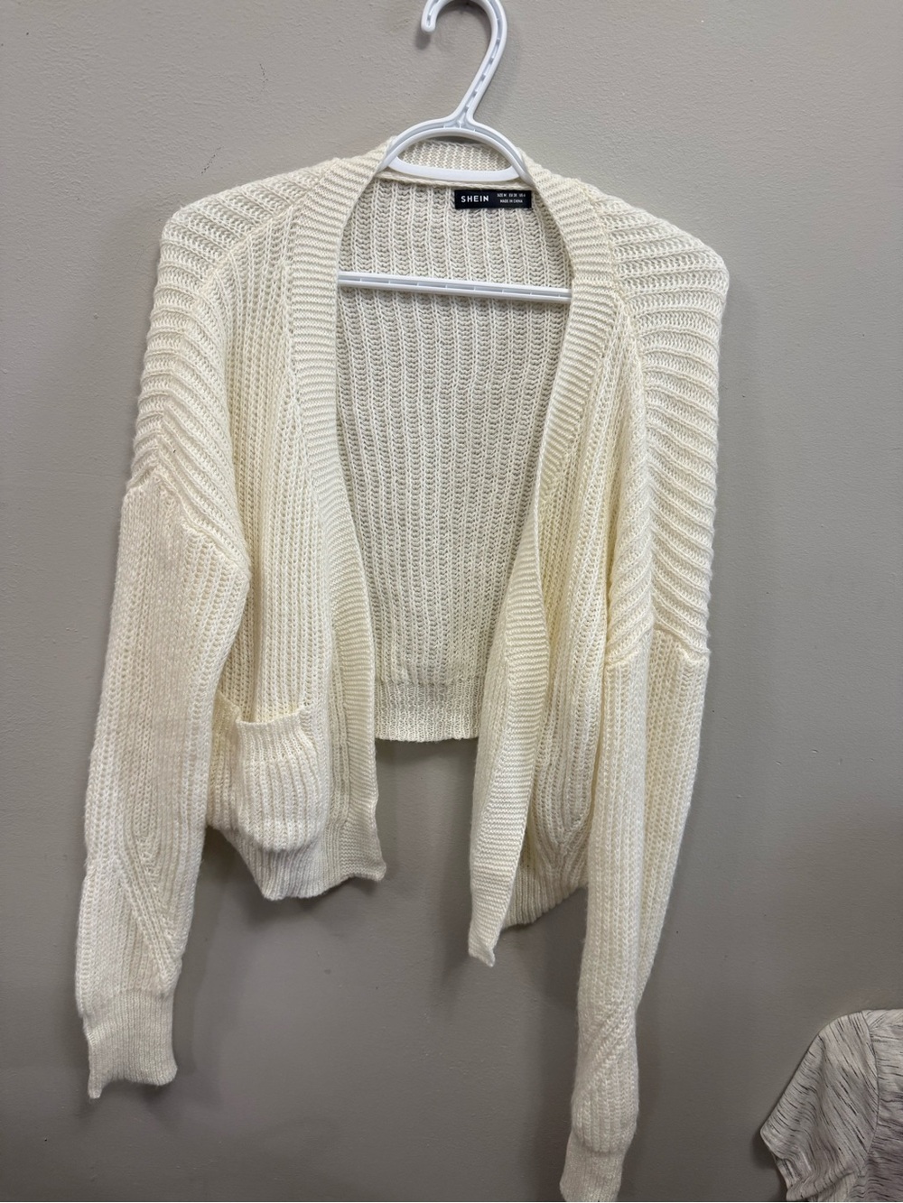 🔥2 for $10🔥 SHEIN Cream Open-Front Knit Cardigan Shrug Sweater Medium